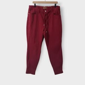Judy Blue Women's Double Cuff Joggers / Jeans - Crimson Red